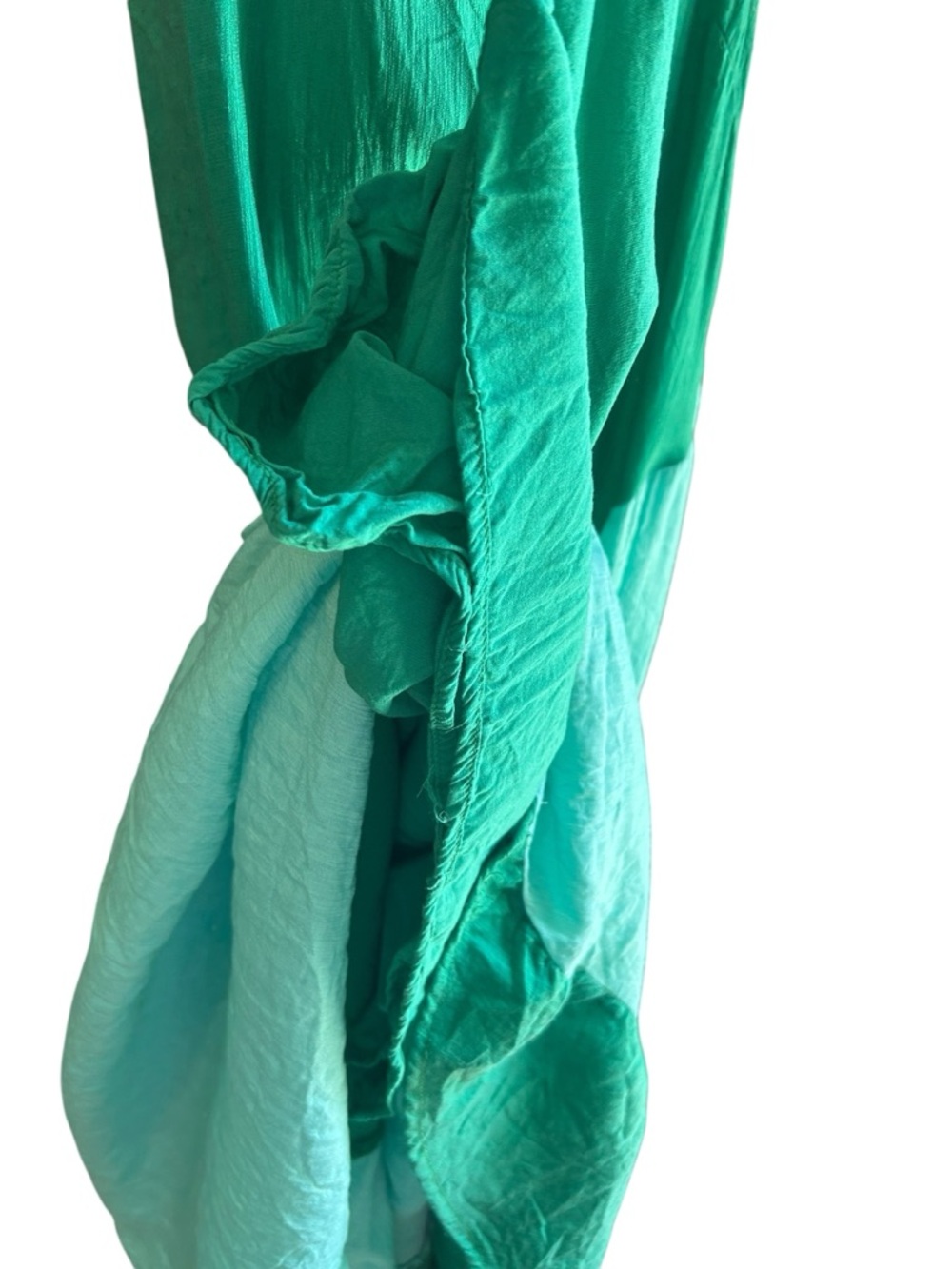 Fanco green asymmetrical design lined midi length sun dress Sz M - Picture 3 of 6
